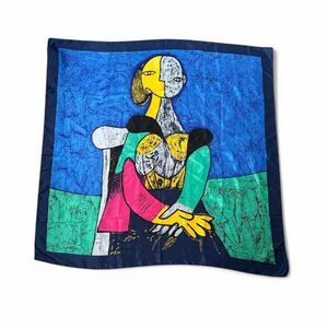 Vintage Picasso Portrait Square Scarf Abstract Art Wrap 34x34 Silky Feel